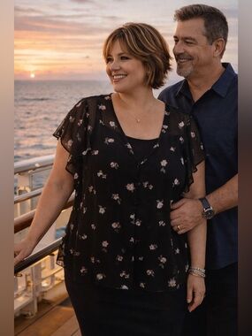 Floral Black Sheer Women's Top